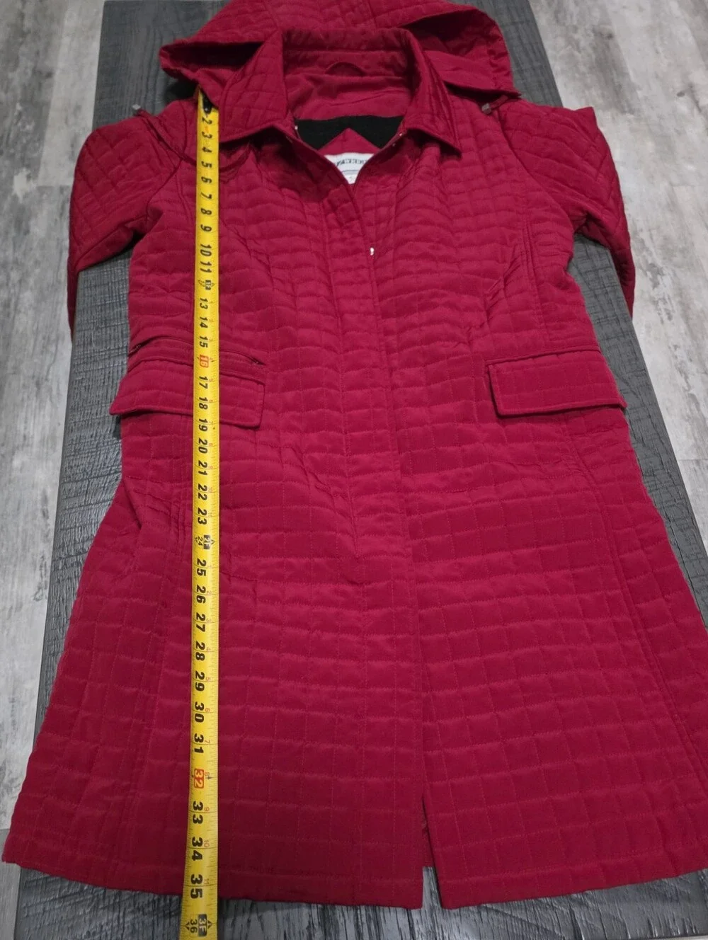 Fitz-Wright Women's Quilted Removeable Hooded Red Coat (Sz:Med)